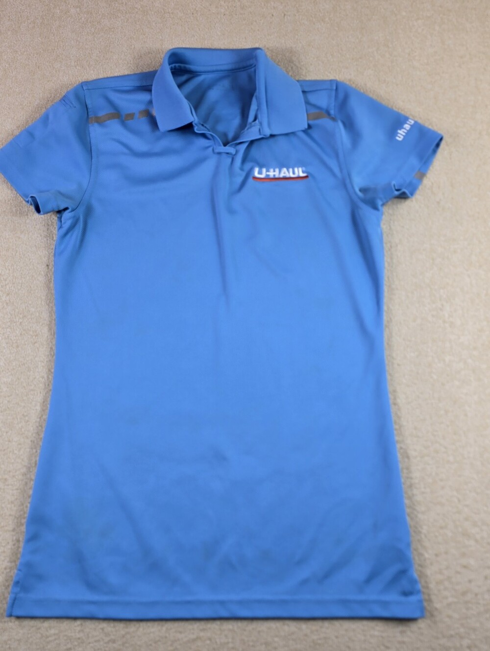 U-Haul Womens Blue Polo Shirt Medium Short Sleeve Uniform Polyester